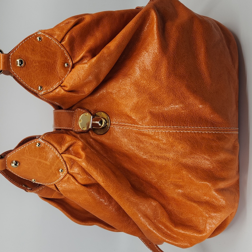 XL Orange Vera Pelle Shoulder Bag Made in Italy